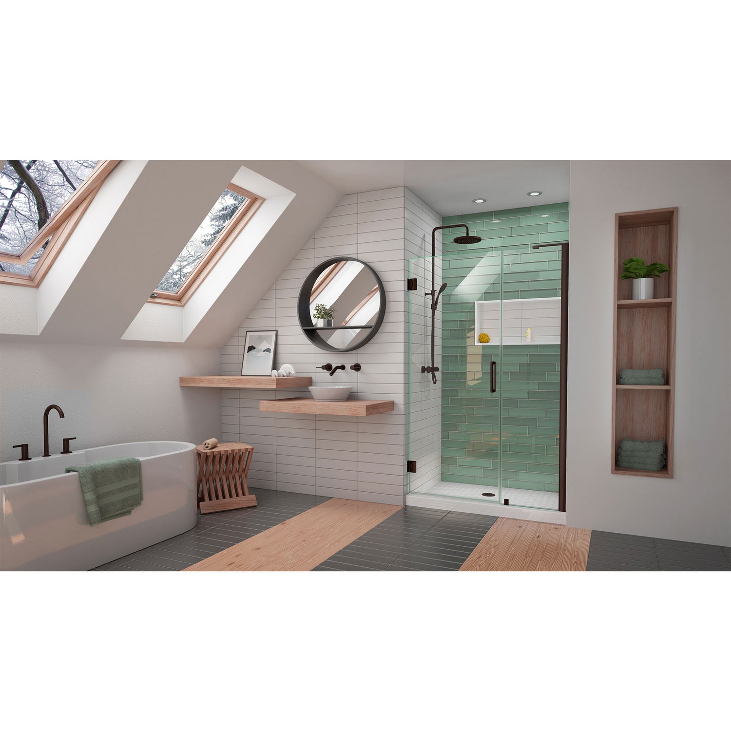 DreamLine Unidoor-LS 43-44 in. W x 72 in. H Frameless Hinged Shower Door in Oil Rubbed Bronze