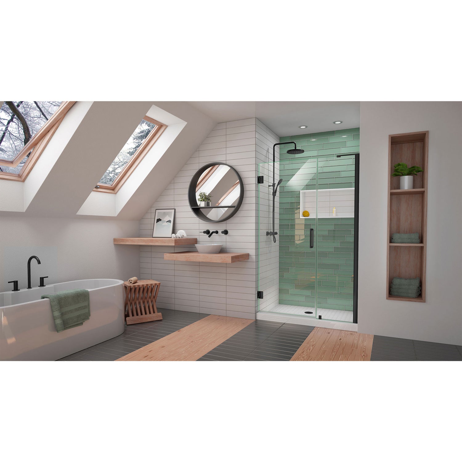 DreamLine Unidoor-LS 43-44 in. W x 72 in. H Frameless Hinged Shower Door in Satin Black