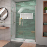DreamLine Unidoor-LS 48-49 in. W x 72 in. H Frameless Hinged Shower Door with L-Bar in Brushed Nickel