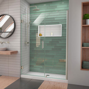 DreamLine Unidoor-LS 50-51 in. W x 72 in. H Frameless Hinged Shower Door in Brushed Nickel