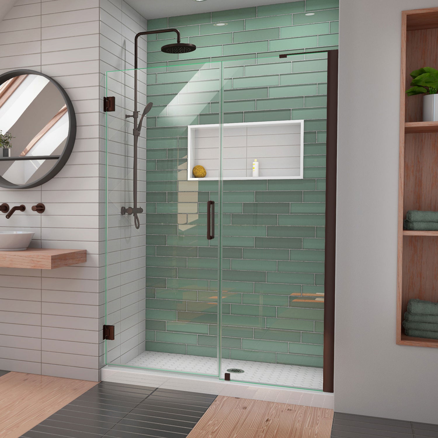 DreamLine Unidoor-LS 54-55 in. W x 72 in. H Frameless Hinged Shower Door in Oil Rubbed Bronze