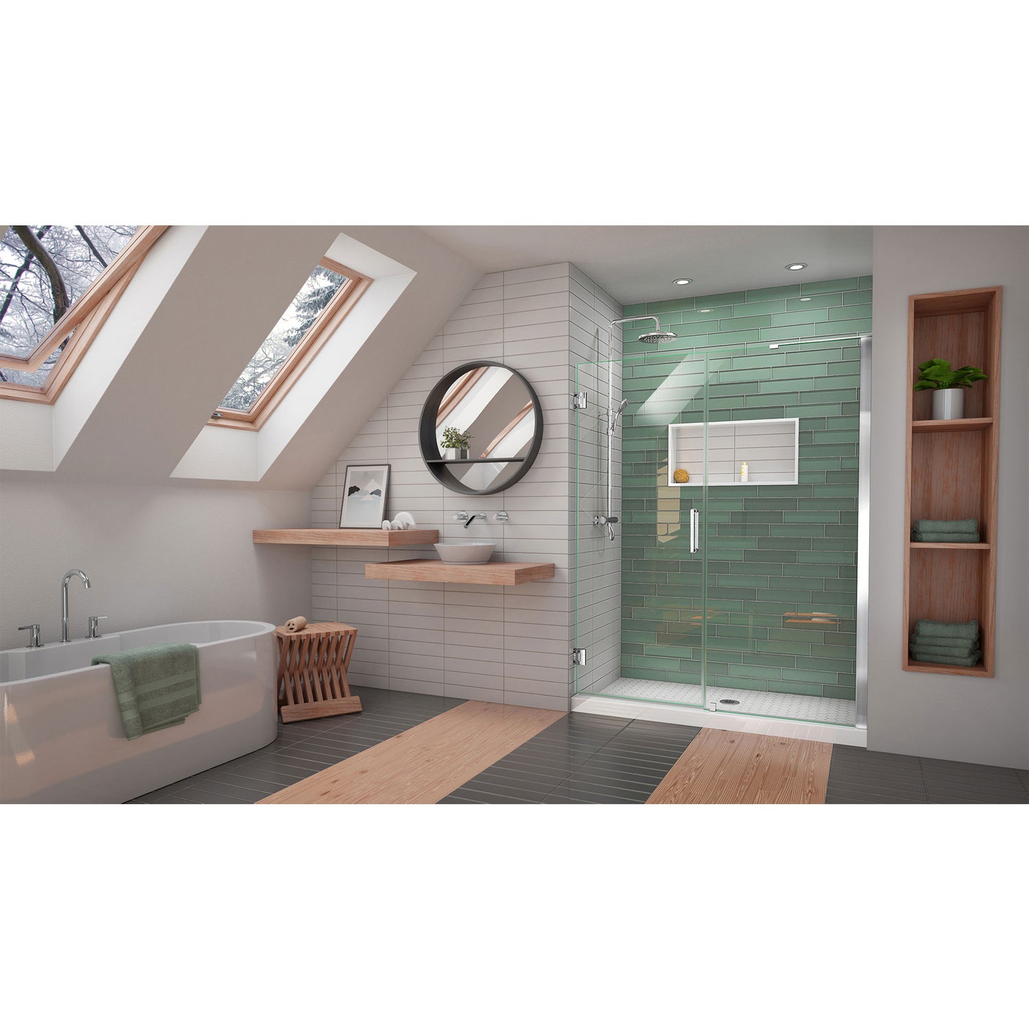 DreamLine Unidoor-LS 53-54 in. W x 72 in. H Frameless Hinged Shower Door in Chrome