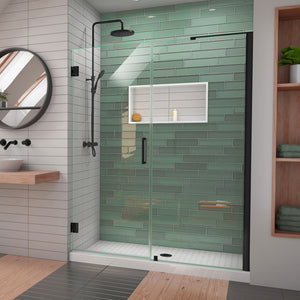 DreamLine Unidoor-LS 58-59 in. W x 72 in. H Frameless Hinged Shower Door with L-Bar in Satin Black