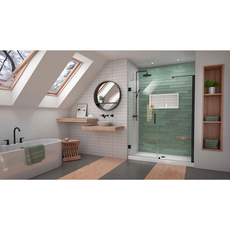 DreamLine Unidoor-LS 60-61 in. W x 72 in. H Frameless Hinged Shower Door with L-Bar in Satin Black