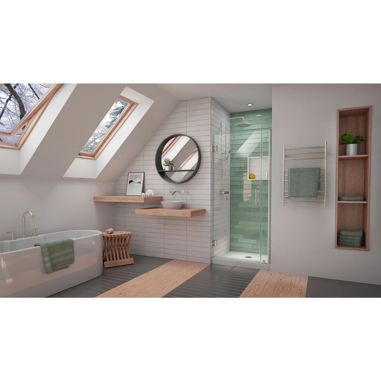 DreamLine Unidoor-LS 34-35 in. W x 72 in. H Frameless Hinged Shower Door in Brushed Nickel