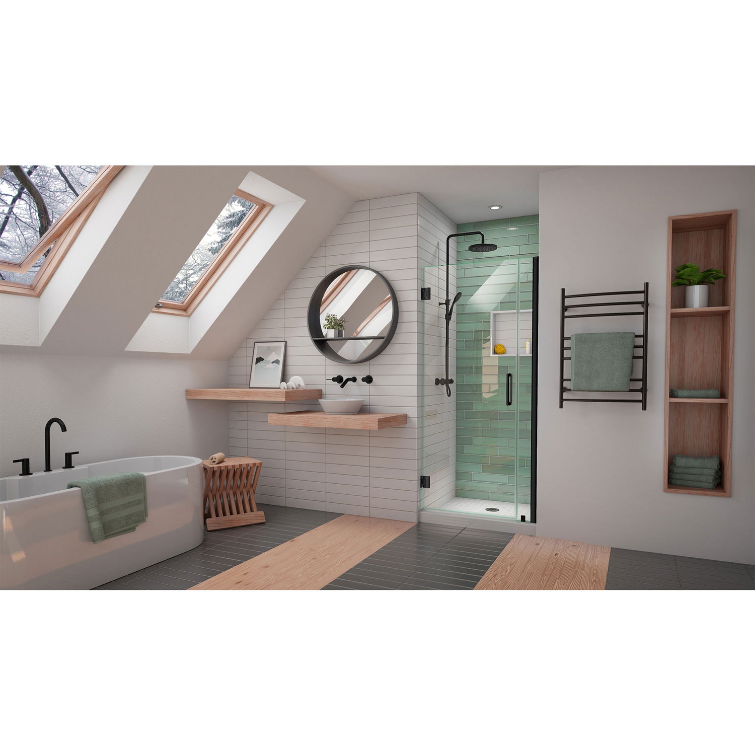 DreamLine Unidoor-LS 30-31 in. W x 72 in. H Frameless Hinged Shower Door in Satin Black