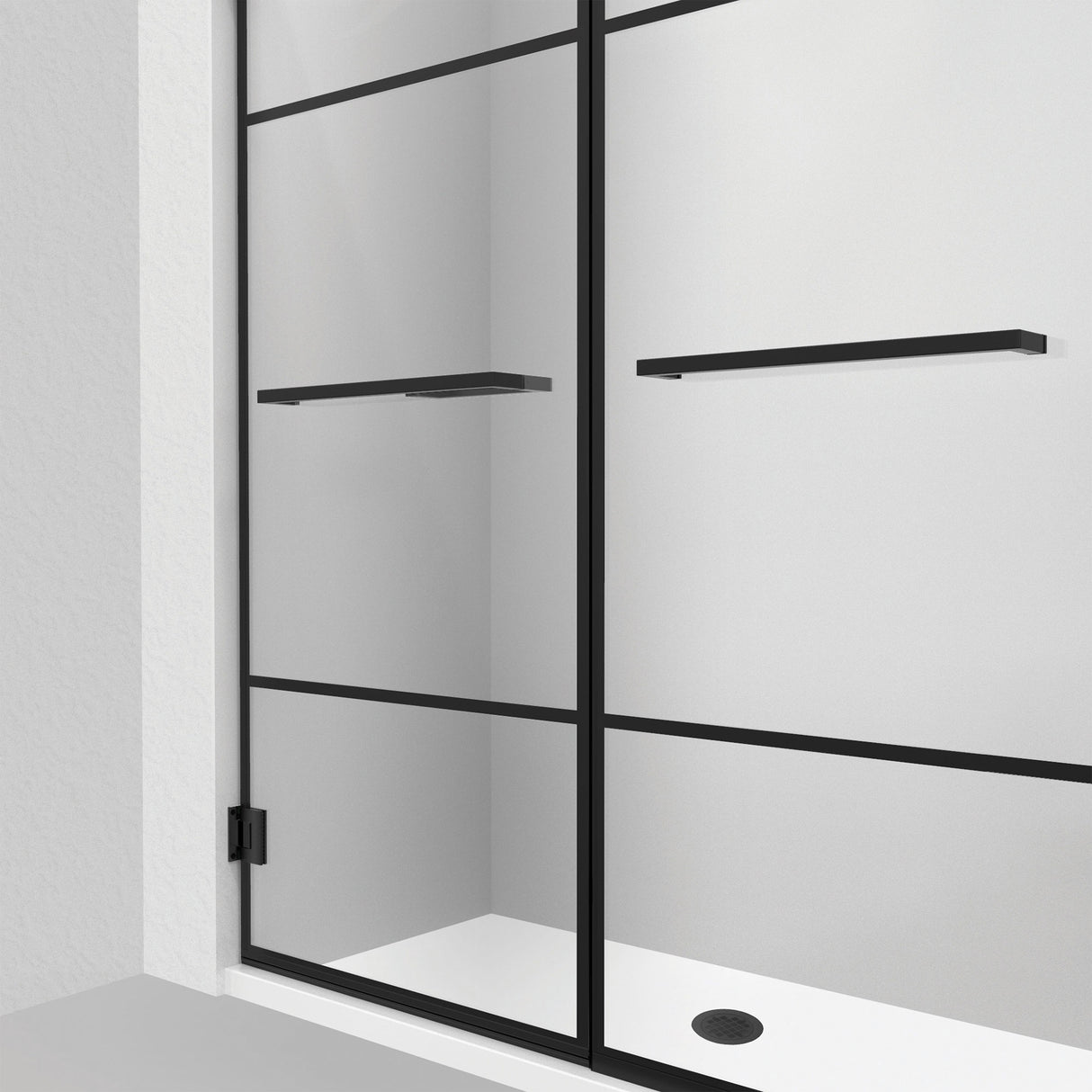 DreamLine Unidoor Madrid 58-58 1/2 in. W x 72 in. H Frameless Hinged Shower Door in Satin Black