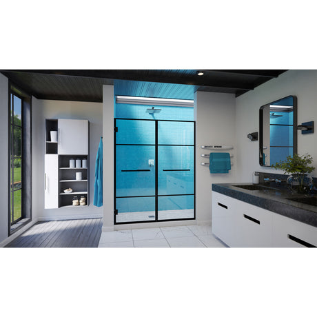 DreamLine Unidoor Madrid 58-58 1/2 in. W x 72 in. H Frameless Hinged Shower Door in Satin Black