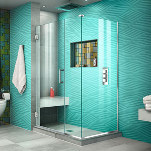 DreamLine Unidoor Plus 37 1/2 in. W x 34 3/8 in. D x 72 in. H Frameless Hinged Shower Enclosure in Chrome