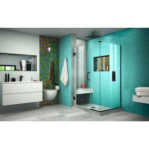 DreamLine Unidoor Plus 41 1/2 in. W x 30 3/8 in. D x 72 in. H Frameless Hinged Shower Enclosure in Satin Black
