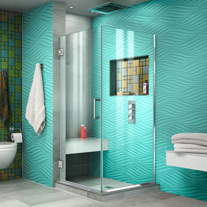 DreamLine Unidoor Plus 30 3/8 in. W x 30 in. D x 72 in. H Frameless Hinged Shower Enclosure in Chrome