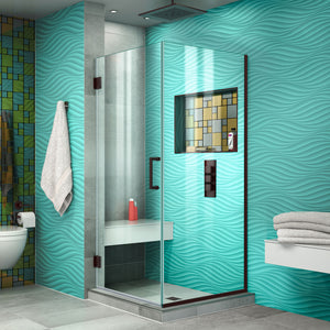 DreamLine Unidoor Plus 30 3/8 in. W x 30 in. D x 72 in. H Frameless Hinged Shower Enclosure in Oil Rubbed Bronze