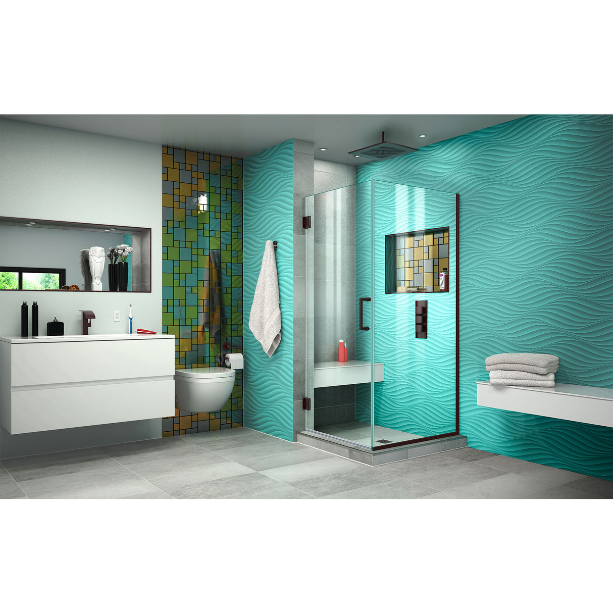 DreamLine Unidoor Plus 30 3/8 in. W x 30 in. D x 72 in. H Frameless Hinged Shower Enclosure in Oil Rubbed Bronze