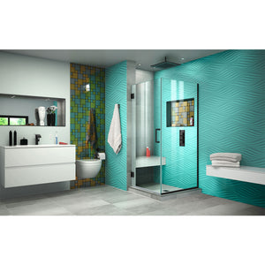 DreamLine Unidoor Plus 30 3/8 in. W x 30 in. D x 72 in. H Frameless Hinged Shower Enclosure in Satin Black