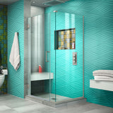DreamLine Unidoor Plus 31 1/2 in. W x 34 3/8 in. D x 72 in. H Frameless Hinged Shower Enclosure in Brushed Nickel