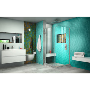 DreamLine Unidoor Plus 29 1/2 in. W x 34 3/8 in. D x 72 in. H Frameless Hinged Shower Enclosure in Brushed Nickel