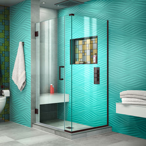 DreamLine Unidoor Plus 31 in. W x 34 3/8 in. D x 72 in. H Frameless Hinged Shower Enclosure in Oil Rubbed Bronze