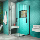 DreamLine Unidoor Plus 35 in. W x 30 3/8 in. D x 72 in. H Frameless Hinged Shower Enclosure in Satin Black