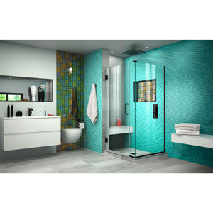 DreamLine Unidoor Plus 32 in. W x 30 3/8 in. D x 72 in. H Frameless Hinged Shower Enclosure in Satin Black