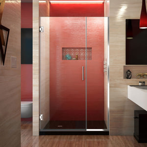 DreamLine Unidoor Plus 44-44 1/2 in. W x 72 in. H Frameless Hinged Shower Door in Chrome