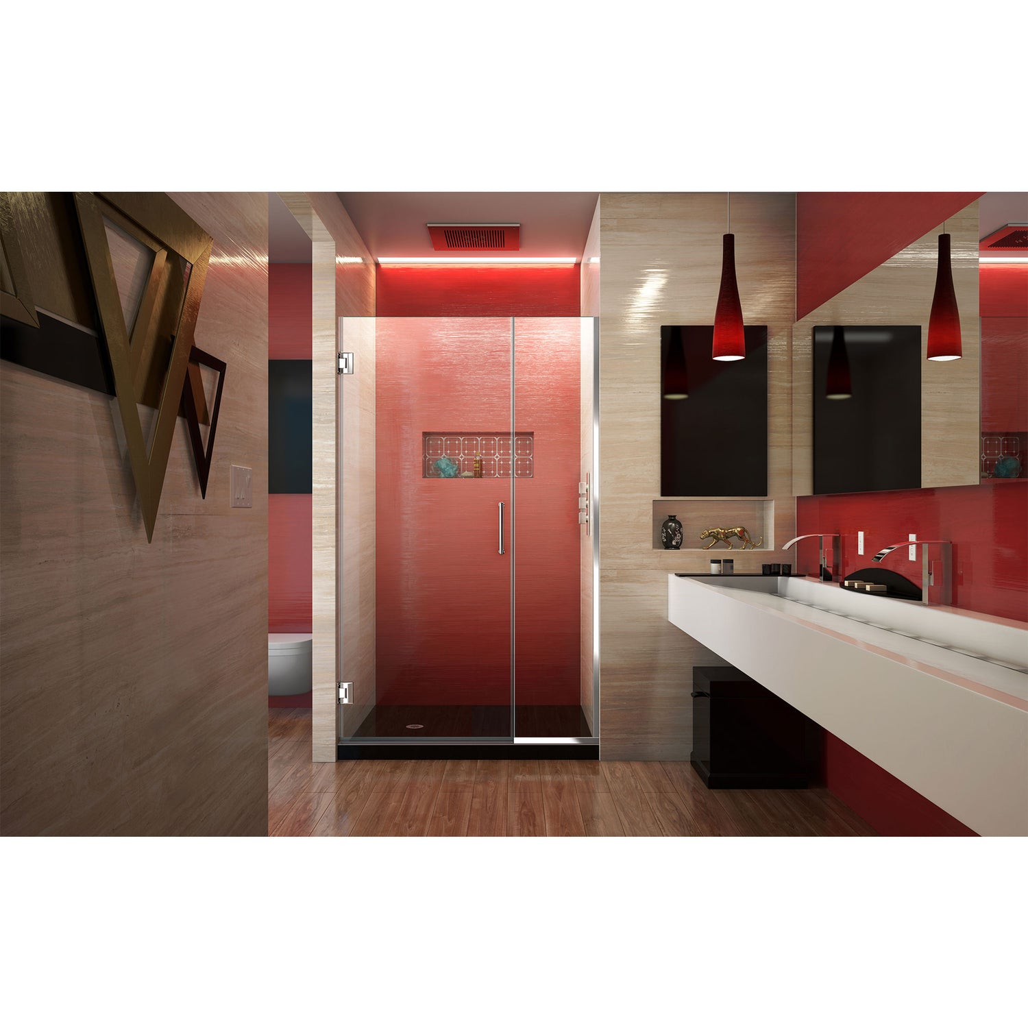 DreamLine Unidoor Plus 43 1/2 - 44 in. W x 72 in. H Frameless Hinged Shower Door in Chrome