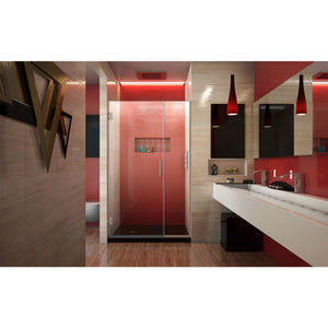 DreamLine Unidoor Plus 42-42 1/2 in. W x 72 in. H Frameless Hinged Shower Door in Brushed Nickel