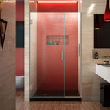 DreamLine Unidoor Plus 42-42 1/2 in. W x 72 in. H Frameless Hinged Shower Door in Brushed Nickel
