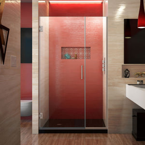 DreamLine Unidoor Plus 44-44 1/2 in. W x 72 in. H Frameless Hinged Shower Door in Brushed Nickel