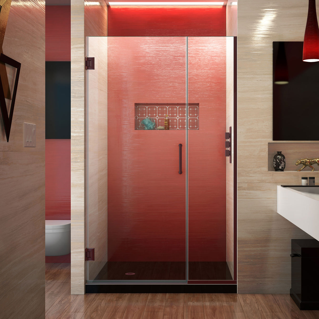 DreamLine Unidoor Plus 38-38 1/2 in. W x 72 in. H Frameless Hinged Shower Door in Oil Rubbed Bronze