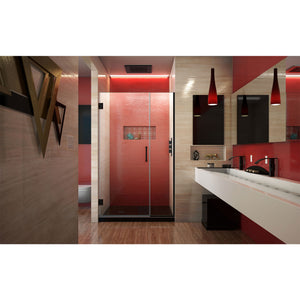 DreamLine Unidoor Plus 40 1/2 - 41 in. W x 72 in. H Frameless Hinged Shower Door in Satin Black
