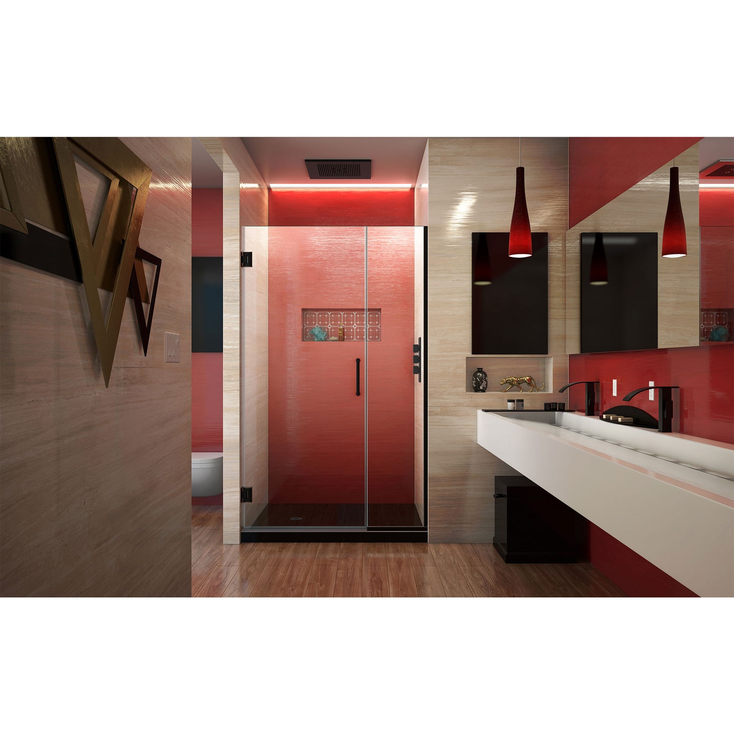 DreamLine Unidoor Plus 44-44 1/2 in. W x 72 in. H Frameless Hinged Shower Door in Satin Black