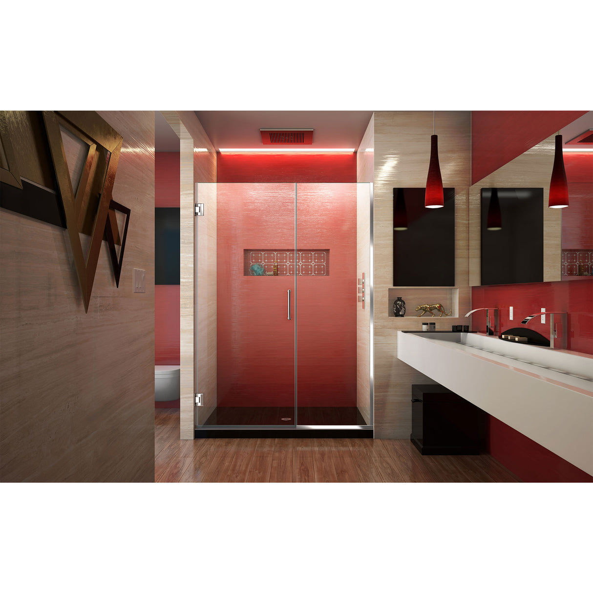 DreamLine Unidoor Plus 47 1/2 - 48 in. W x 72 in. H Frameless Hinged Shower Door in Chrome