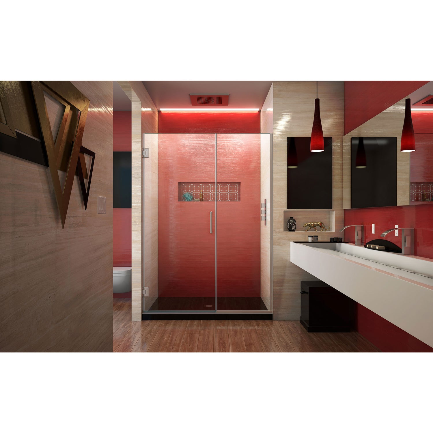 DreamLine Unidoor Plus 51-51 1/2 in. W x 72 in. H Frameless Hinged Shower Door in Brushed Nickel