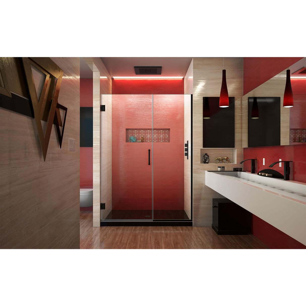 DreamLine Unidoor Plus 49-49 1/2 in. W x 72 in. H Frameless Hinged Shower Door in Satin Black