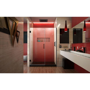 DreamLine Unidoor Plus 49-49 1/2 in. W x 72 in. H Frameless Hinged Shower Door in Satin Black