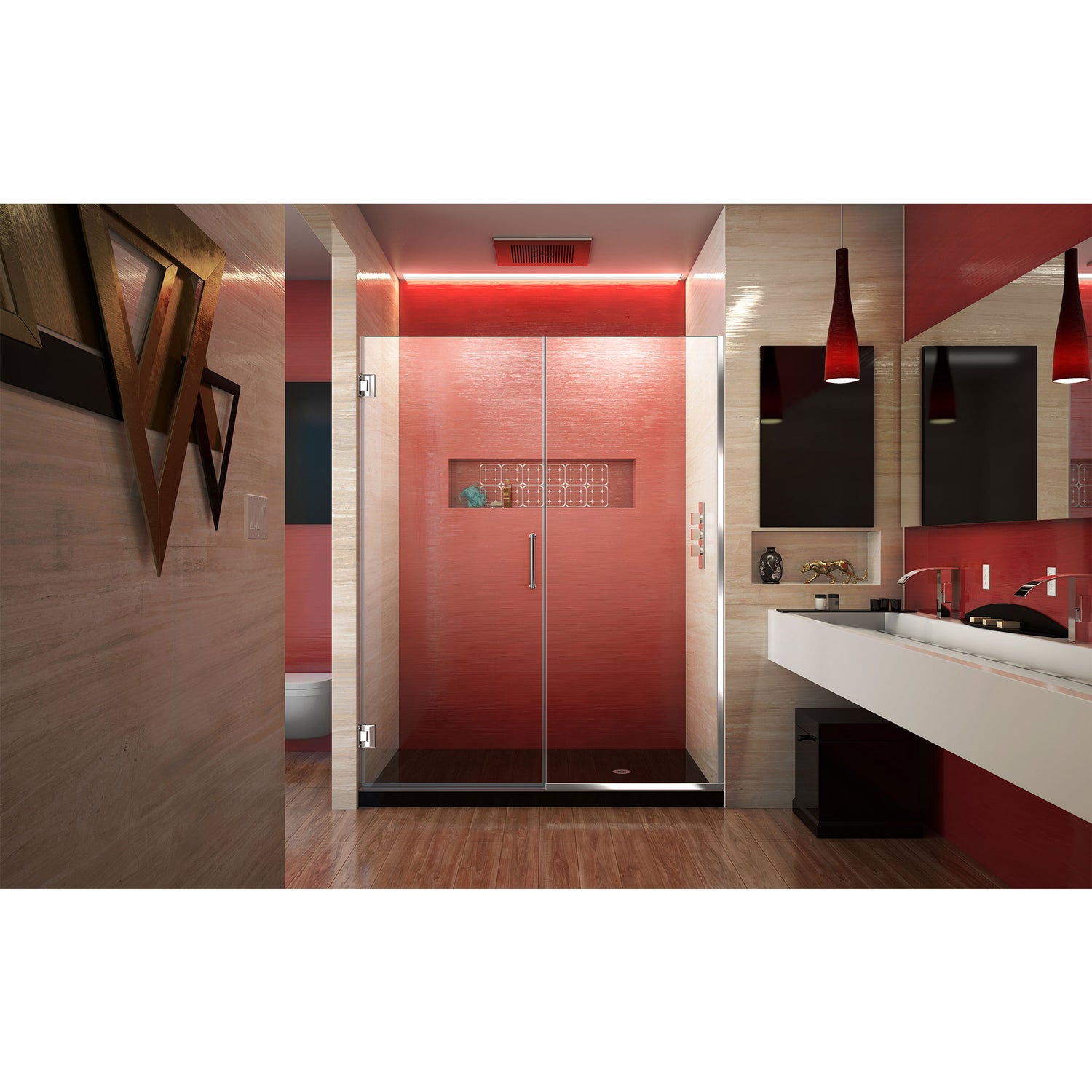 DreamLine Unidoor Plus 60 1/2 - 61 in. W x 72 in. H Frameless Hinged Shower Door in Chrome