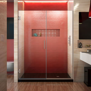 DreamLine Unidoor Plus 54-54 1/2 in. W x 72 in. H Frameless Hinged Shower Door in Brushed Nickel