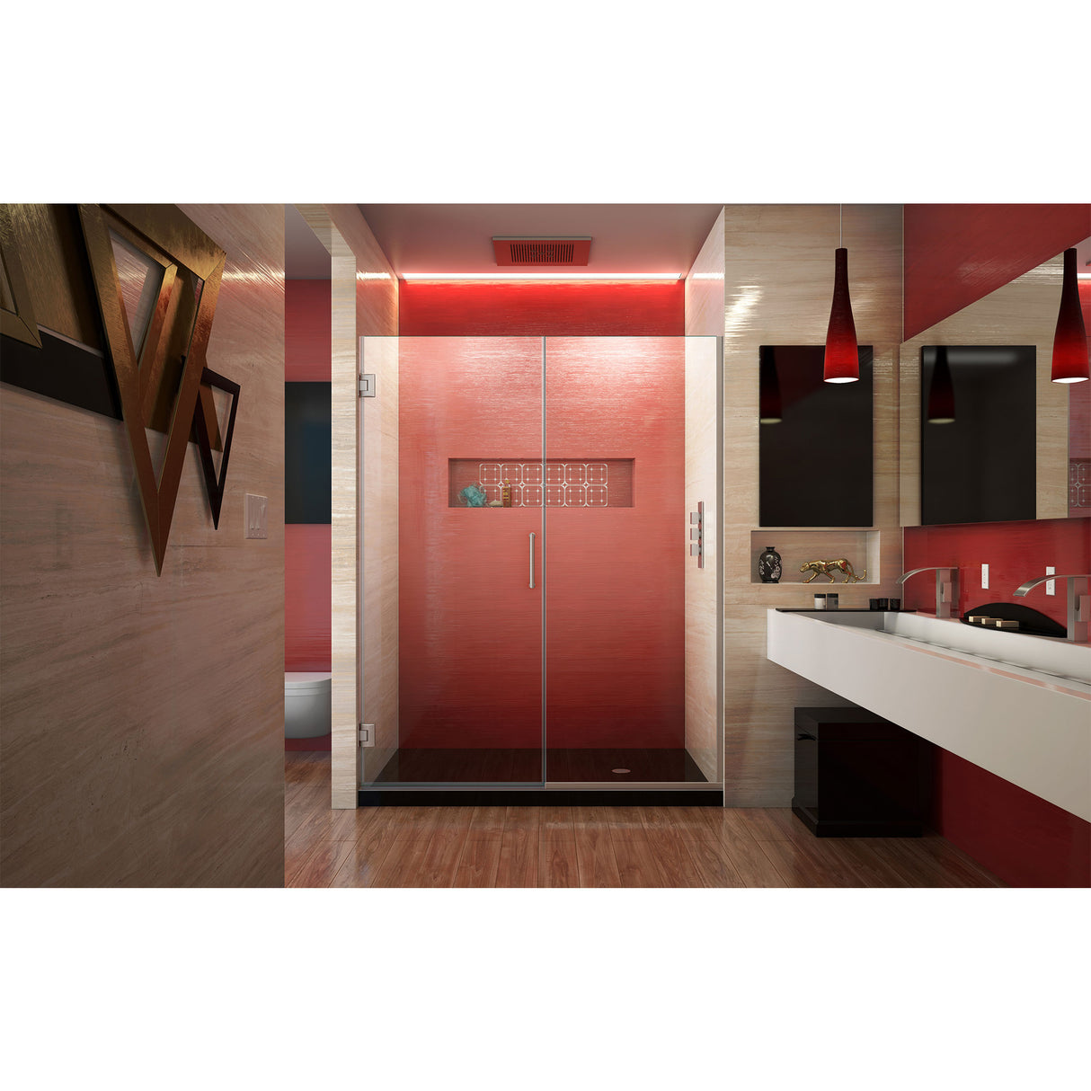 DreamLine Unidoor Plus 55 1/2 - 56 in. W x 72 in. H Frameless Hinged Shower Door in Brushed Nickel