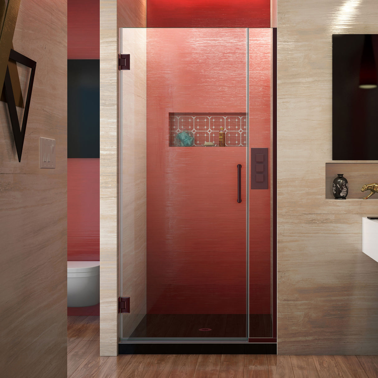 DreamLine Unidoor Plus 34 1/2 - 35 in. W x 72 in. H Frameless Hinged Shower Door in Oil Rubbed Bronze