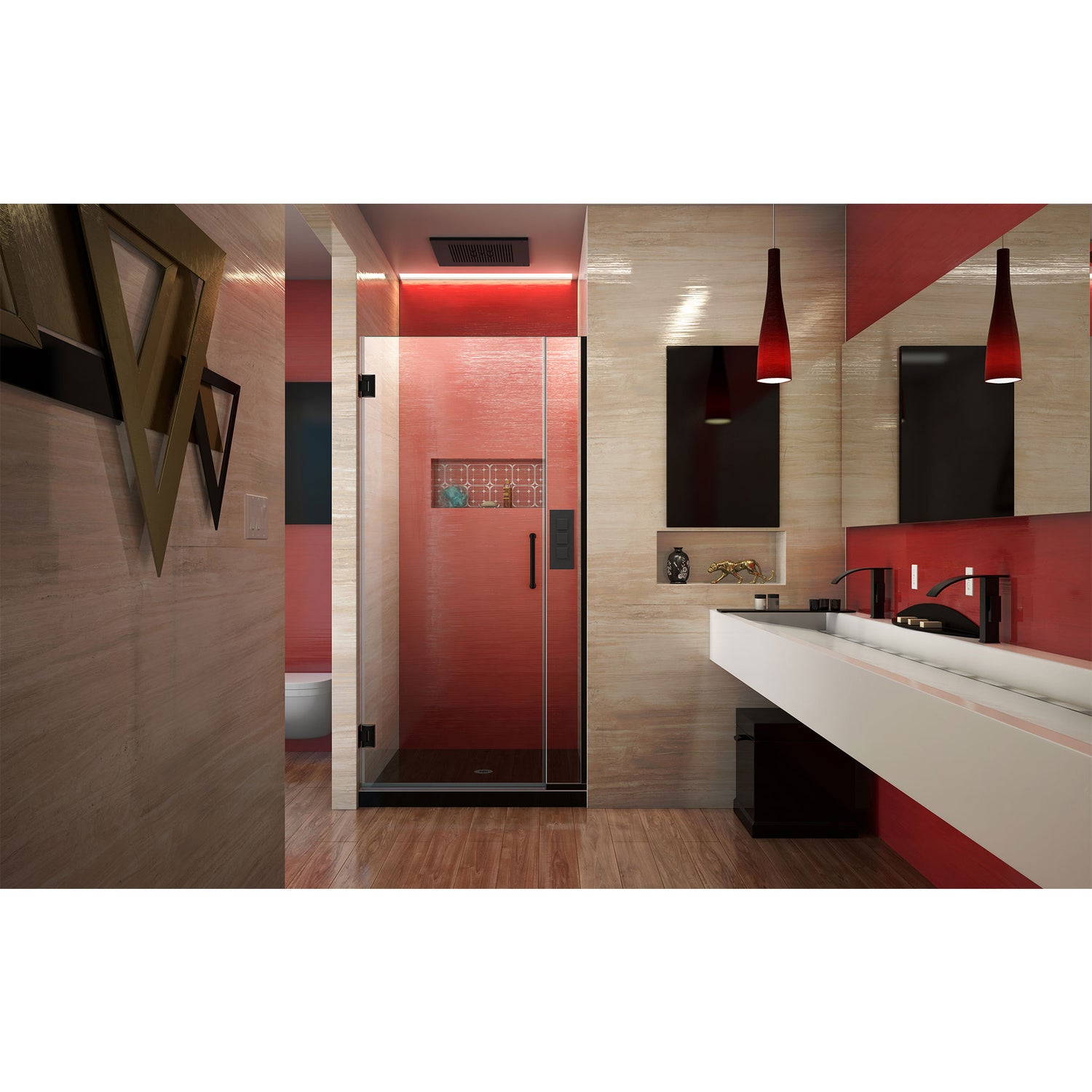 DreamLine Unidoor Plus 30-30 1/2 in. W x 72 in. H Frameless Hinged Shower Door in Satin Black