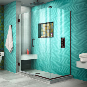 DreamLine Unidoor Plus 48 in. W x 30 3/8 in. D x 72 in. H Frameless Hinged Shower Enclosure in Oil Rubbed Bronze