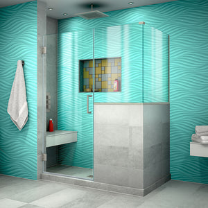 DreamLine Unidoor Plus 48 in. W x 36 3/8 in. D x 72 in. H Frameless Hinged Shower Enclosure in Brushed Nickel