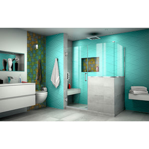 DreamLine Unidoor Plus 60 in. W x 36 3/8 in. D x 72 in. H Frameless Hinged Shower Enclosure in Chrome