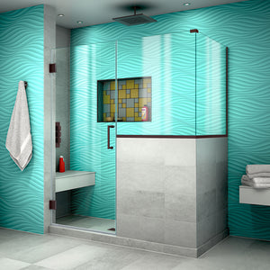 DreamLine Unidoor Plus 54 in. W x 36 3/8 in. D x 72 in. H Frameless Hinged Shower Enclosure in Oil Rubbed Bronze