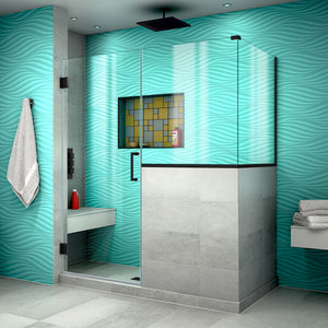 DreamLine Unidoor Plus 57 in. W x 36 3/8 in. D x 72 in. H Frameless Hinged Shower Enclosure in Satin Black
