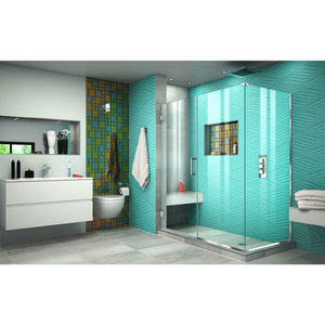 DreamLine Unidoor Plus 55 1/2 in. W x 30 3/8 in. D x 72 in. H Frameless Hinged Shower Enclosure in Chrome