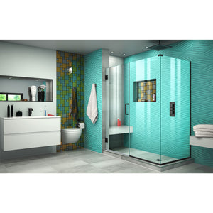 DreamLine Unidoor Plus 56 in. W x 34 3/8 in. D x 72 in. H Frameless Hinged Shower Enclosure in Satin Black