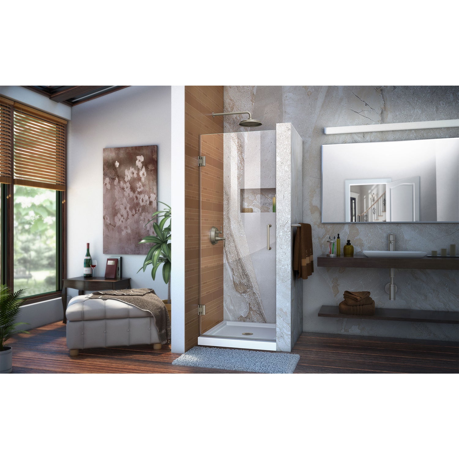 DreamLine Unidoor 28 in. W x 72 in. H Frameless Hinged Shower Door in Brushed Nickel