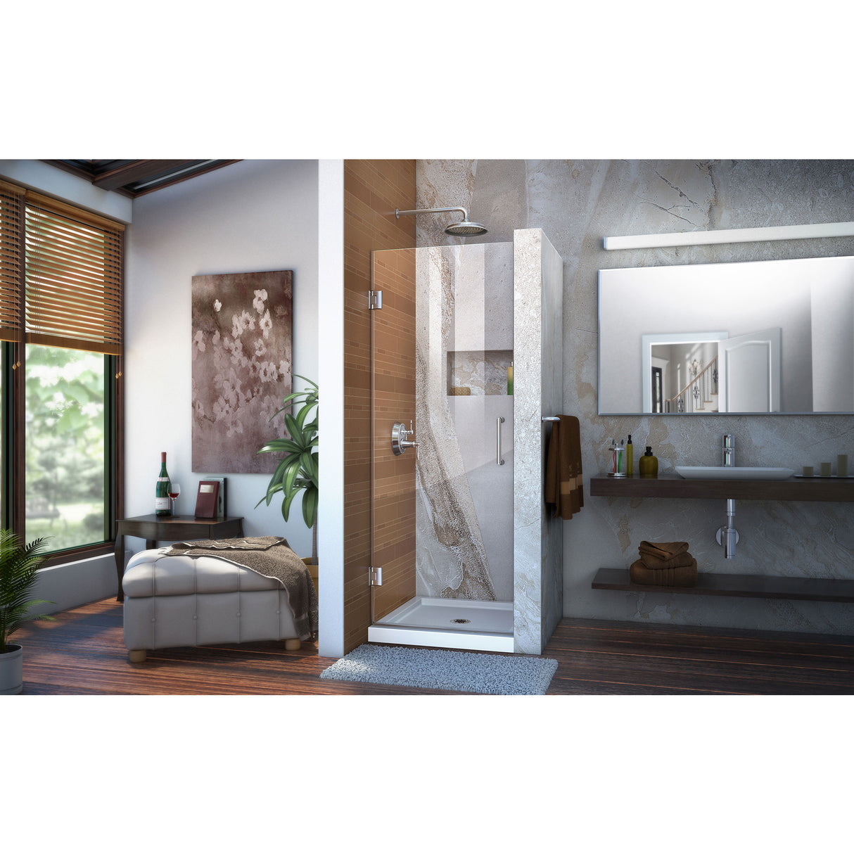 DreamLine Unidoor 28 in. W x 72 in. H Frameless Hinged Shower Door in Chrome