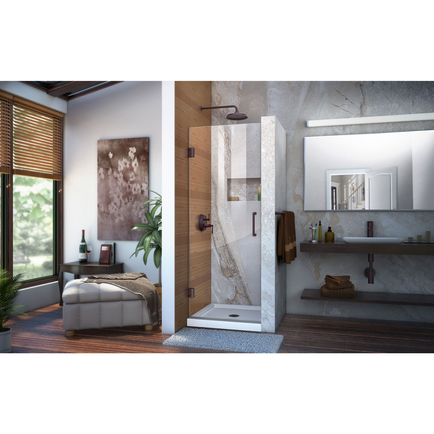 DreamLine Unidoor 23 in. W x 72 in. H Frameless Hinged Shower Door in Oil Rubbed Bronze